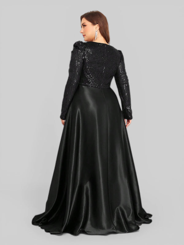 Vestido de Festa Plus Size Manga Longa Unique