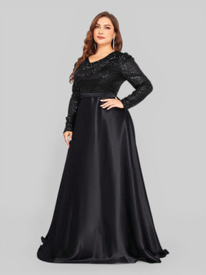Vestido de Festa Plus Size Manga Longa Unique