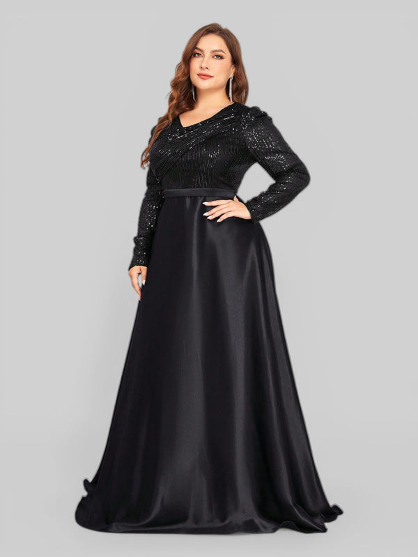 Vestido de Festa Plus Size Manga Longa Unique