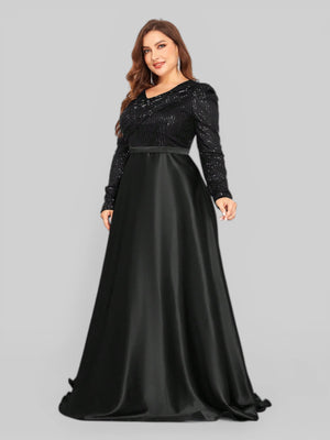 Vestido de Festa Plus Size Manga Longa Unique