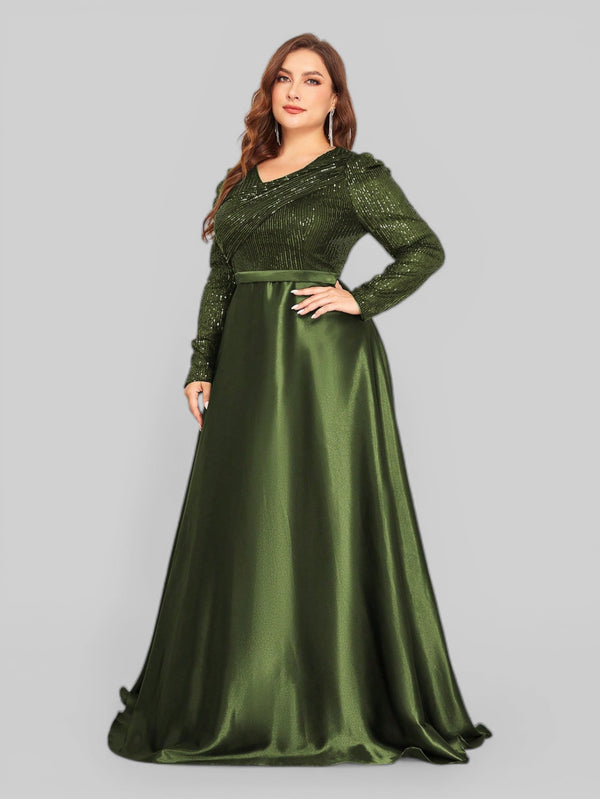 Vestido de Festa Plus Size Manga Longa Unique