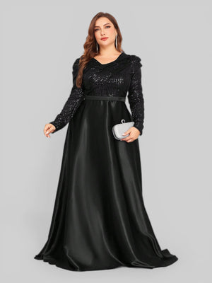 Vestido de Festa Plus Size Manga Longa Unique