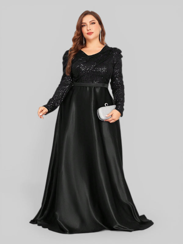 Vestido de Festa Plus Size Manga Longa Unique