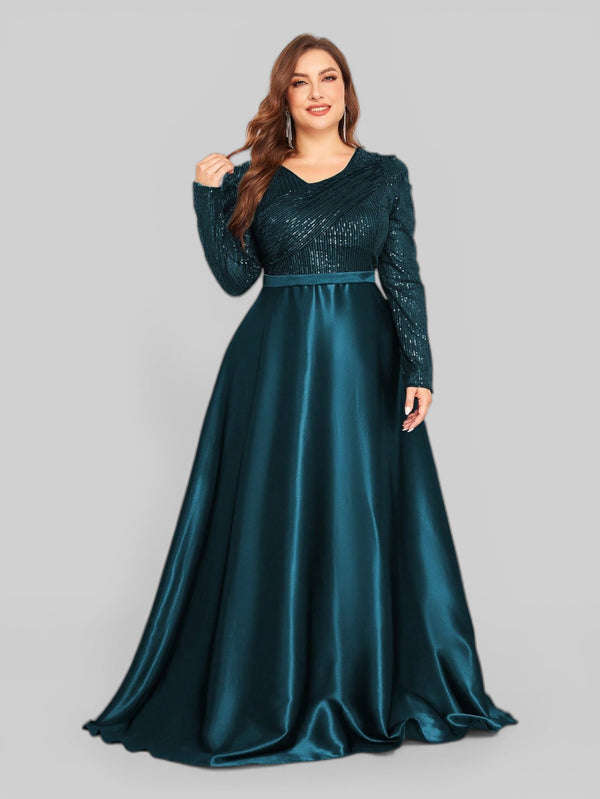 Vestido de Festa Plus Size Manga Longa Unique - Aurea Dress