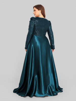 Vestido de Festa Plus Size Manga Longa Unique - Aurea Dress