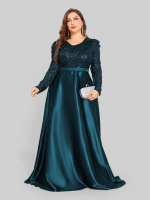 Vestido de Festa Plus Size Manga Longa Unique - Aurea Dress