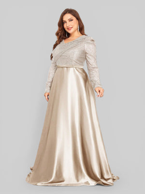 Vestido de Festa Plus Size Manga Longa Unique - Aurea Dress