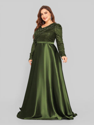 Vestido de Festa Plus Size Manga Longa Unique