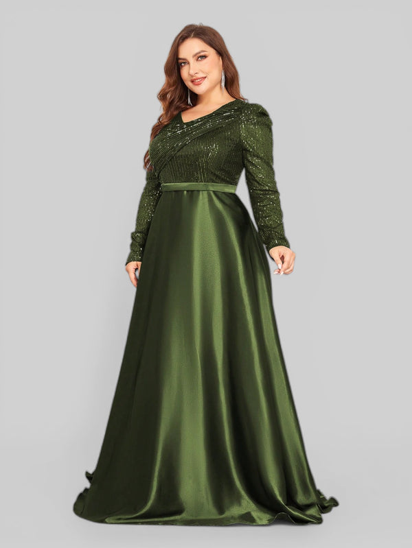 Vestido de Festa Plus Size Manga Longa Unique