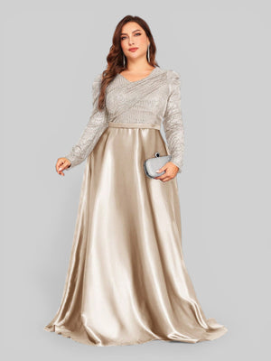 Vestido de Festa Plus Size Manga Longa Unique - Aurea Dress