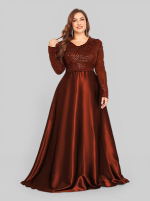 Vestido de Festa Plus Size Manga Longa Unique - Aurea Dress