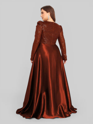 Vestido de Festa Plus Size Manga Longa Unique - Aurea Dress