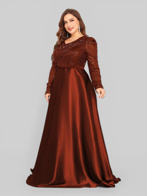 Vestido de Festa Plus Size Manga Longa Unique - Aurea Dress