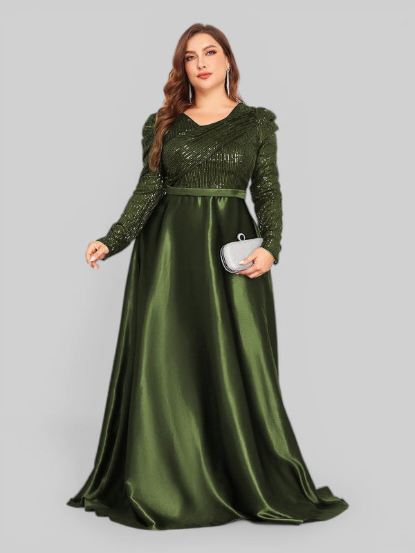 Vestido de Festa Plus Size Manga Longa Unique