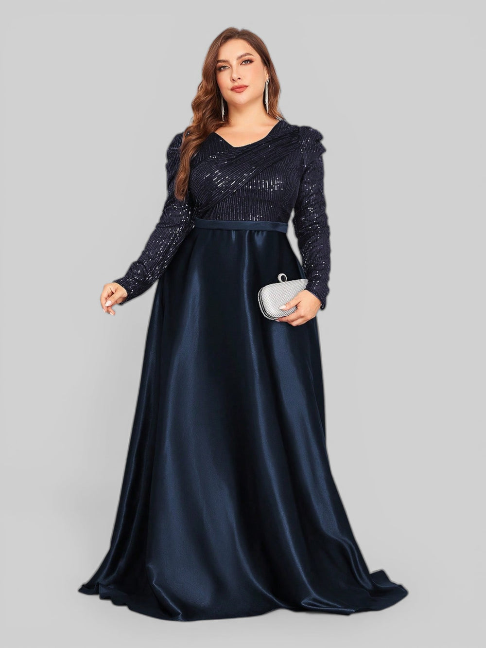 Vestido de Festa Plus Size Manga Longa Unique