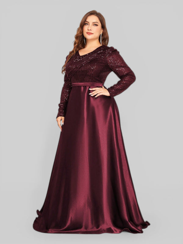 Vestido de Festa Plus Size Manga Longa Unique