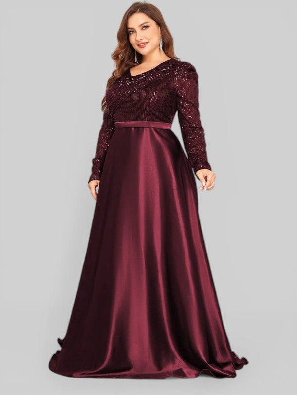 Vestido de Festa Plus Size Manga Longa Unique
