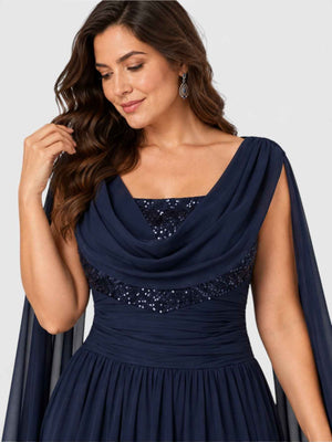 Vestido de Festa Plus Size Paetê com Capa Matiolli