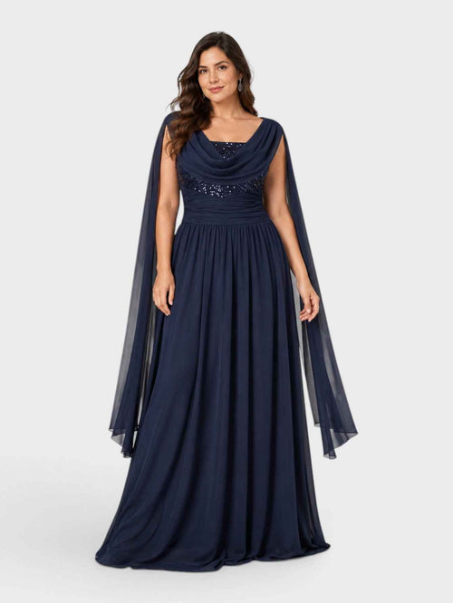 Vestido de Festa Plus Size Paetê com Capa Matiolli