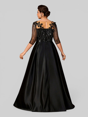 Vestido de Festa Plus Size Super Luxo Bordado Leme