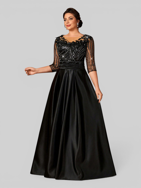 Vestido de Festa Plus Size Super Luxo Bordado Leme