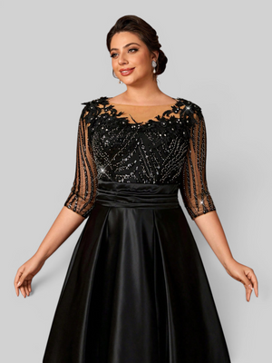 Vestido de Festa Plus Size Super Luxo Bordado Leme