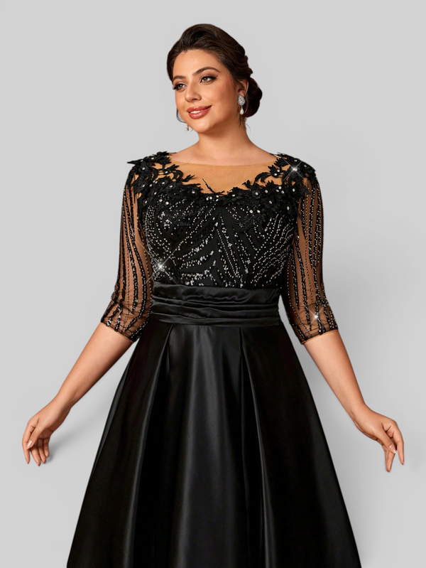 Vestido de Festa Plus Size Super Luxo Bordado Leme