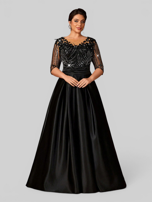 Vestido de Festa Plus Size Super Luxo Bordado Leme
