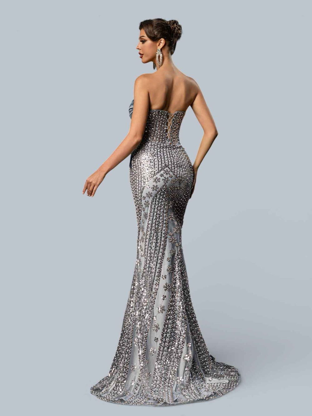 Vestido de Festa Sereia Premium Paetê Aurea Celine