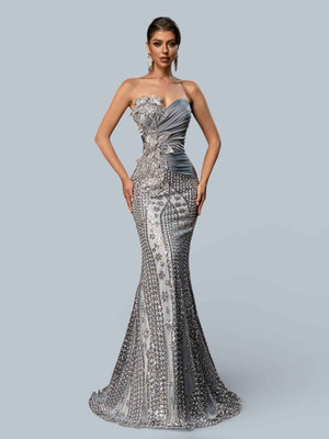 Vestido de Festa Sereia Premium Paetê Aurea Celine