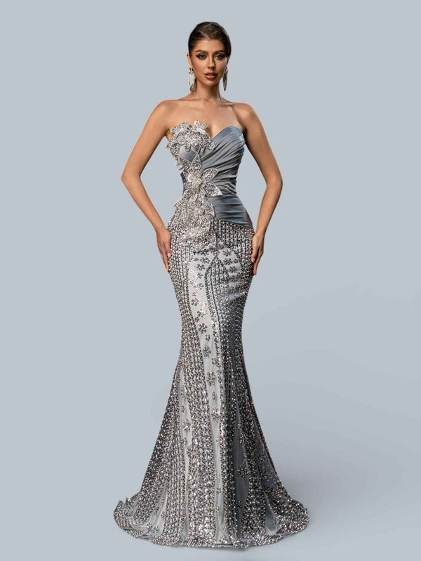 Vestido de Festa Sereia Premium Paetê Aurea Celine