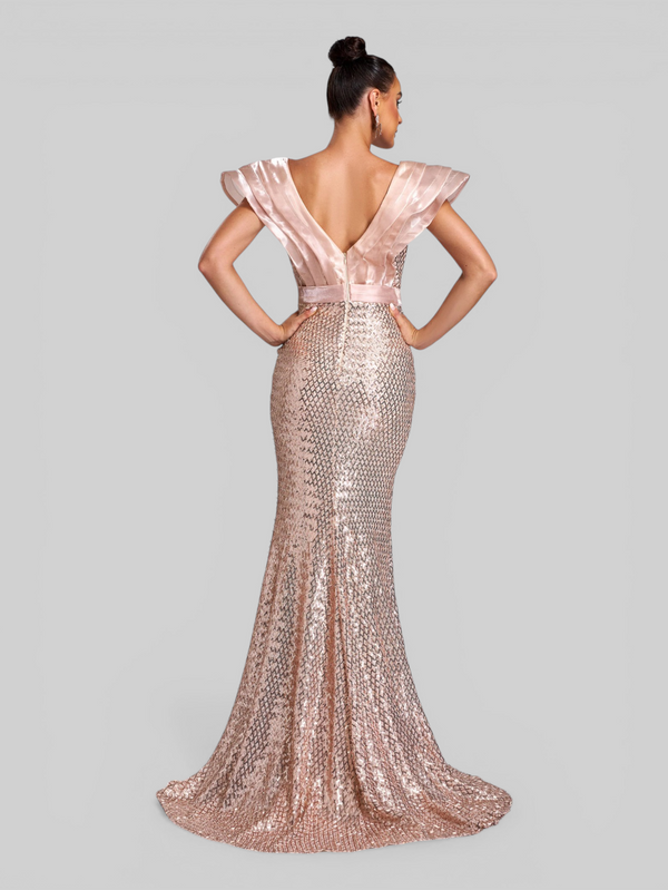 Vestido de Festa com Babados e Cinto Sidney New