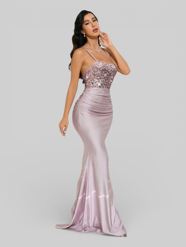 Vestido de Festa com Paetê Trançado Sereia - Aurea Dress