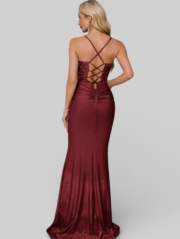 Vestido de Festa com Paetê Trançado Sereia - Aurea Dress