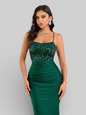 Vestido de Festa com Paetê Trançado Sereia - Aurea Dress