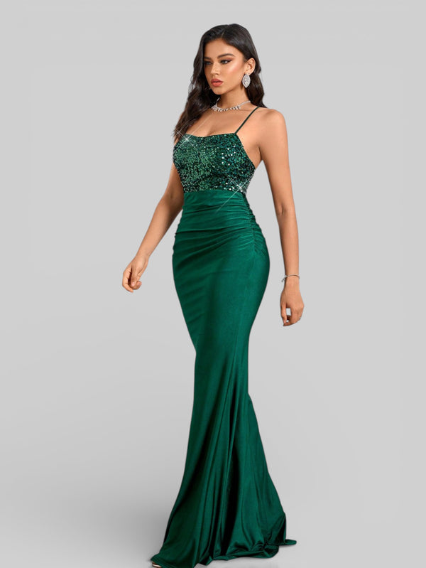 Vestido de Festa com Paetê Trançado Sereia - Aurea Dress