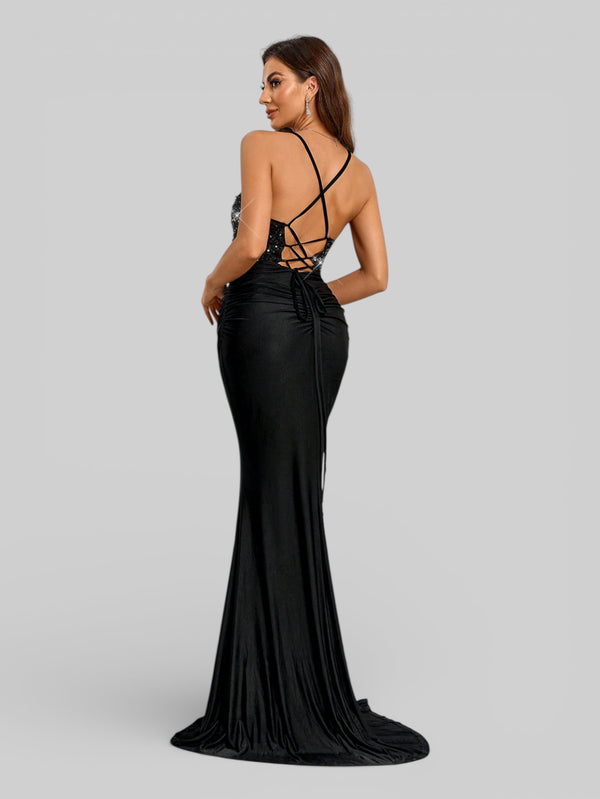 Vestido de Festa com Paetê Trançado Sereia - Aurea Dress