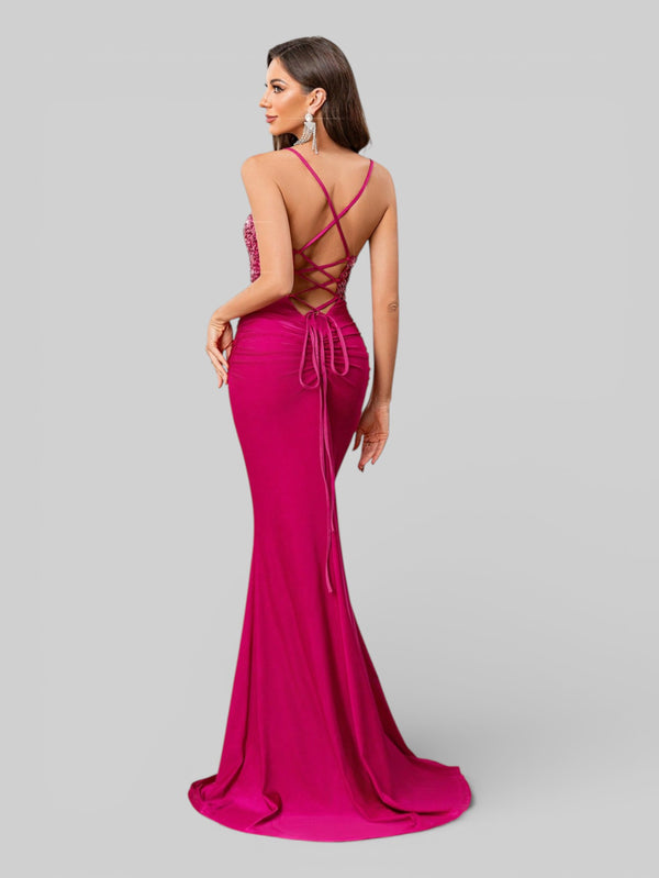 Vestido de Festa com Paetê Trançado Sereia - Aurea Dress