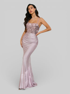 Vestido de Festa com Paetê Trançado Sereia - Aurea Dress