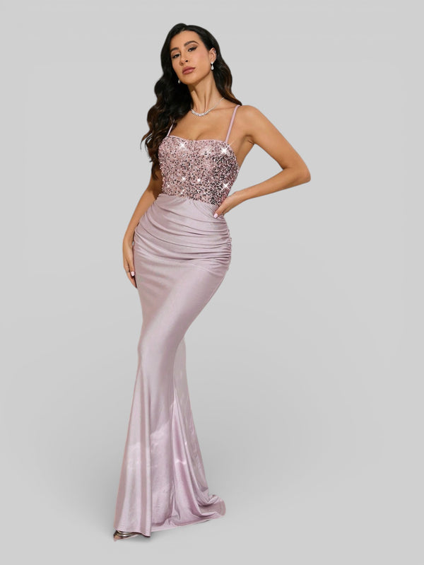 Vestido de Festa com Paetê Trançado Sereia - Aurea Dress