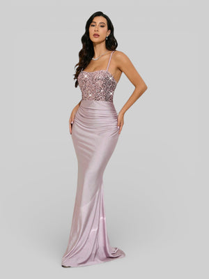 Vestido de Festa com Paetê Trançado Sereia - Aurea Dress