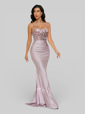Vestido de Festa com Paetê Trançado Sereia - Aurea Dress