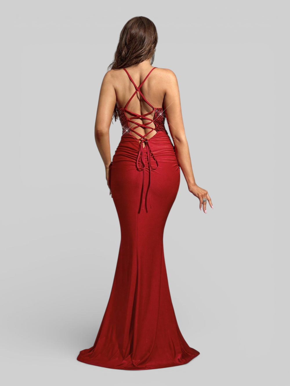 Vestido de Festa com Paetê Trançado Sereia - Aurea Dress