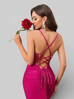 Vestido de Festa com Paetê Trançado Sereia - Aurea Dress