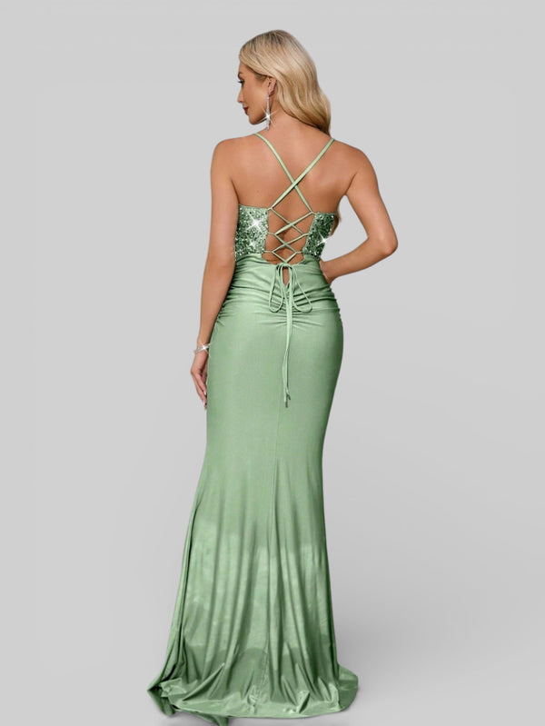 Vestido de Festa com Paetê Trançado Sereia - Aurea Dress