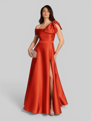 Vestido de Festa um Ombro Só Zibeline com Laço - Aurea Dress