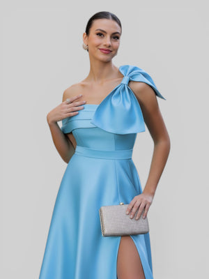 Vestido de Festa um Ombro Só Zibeline com Laço - Aurea Dress