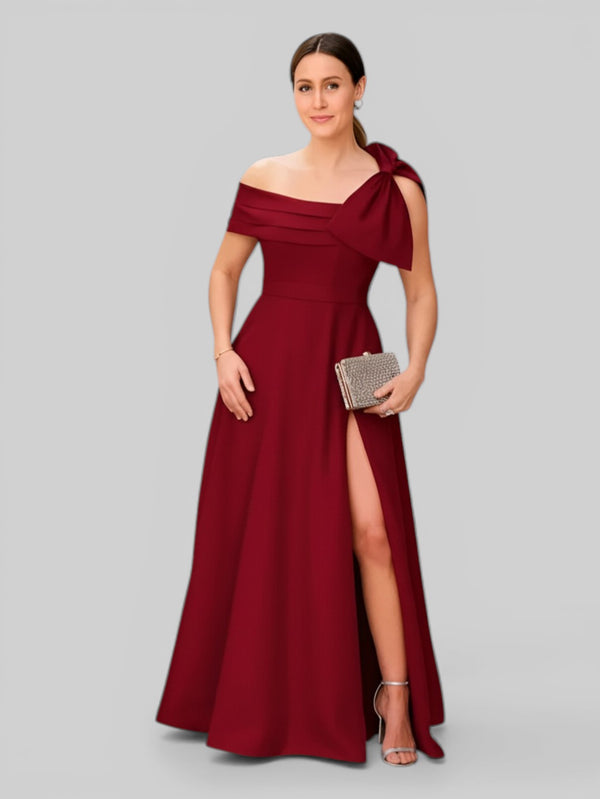 Vestido de Festa um Ombro Só Zibeline com Laço - Aurea Dress