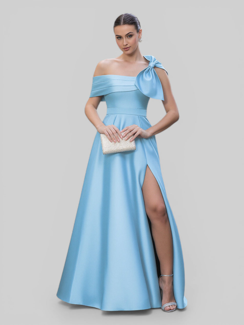 Vestido de Festa um Ombro Só Zibeline com Laço - Aurea Dress