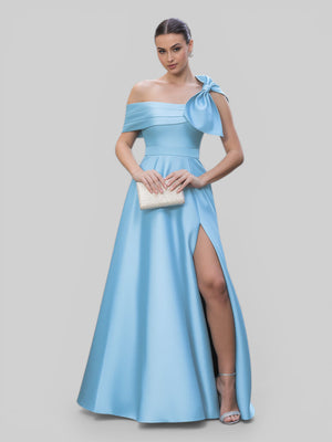 Vestido de Festa um Ombro Só Zibeline com Laço - Aurea Dress